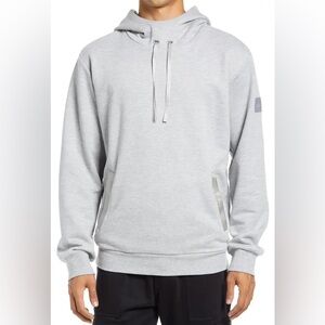ALO Yoga Highline Hoodie Athletic Heather Grey Brushed French Terry Sweatshirt M